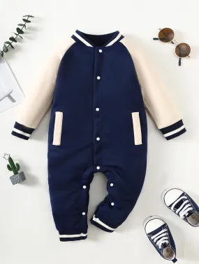 1-18M Baby Boys Romper Blue Baseball Long Sleeve Jumpsuit Baby Bodysuit Wholesale Baby Clothes Catpapa 462307180