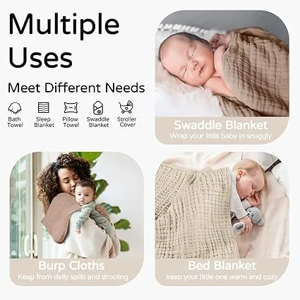 2-Pack Hooded Baby Towels – 100% Muslin Cotton, Soft & Absorbent, 32"x32", Newborn Essentials