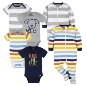 6-Piece Baby Boys Stripes Onesies® Brand Bodysuits & Sleep 'n Plays Set