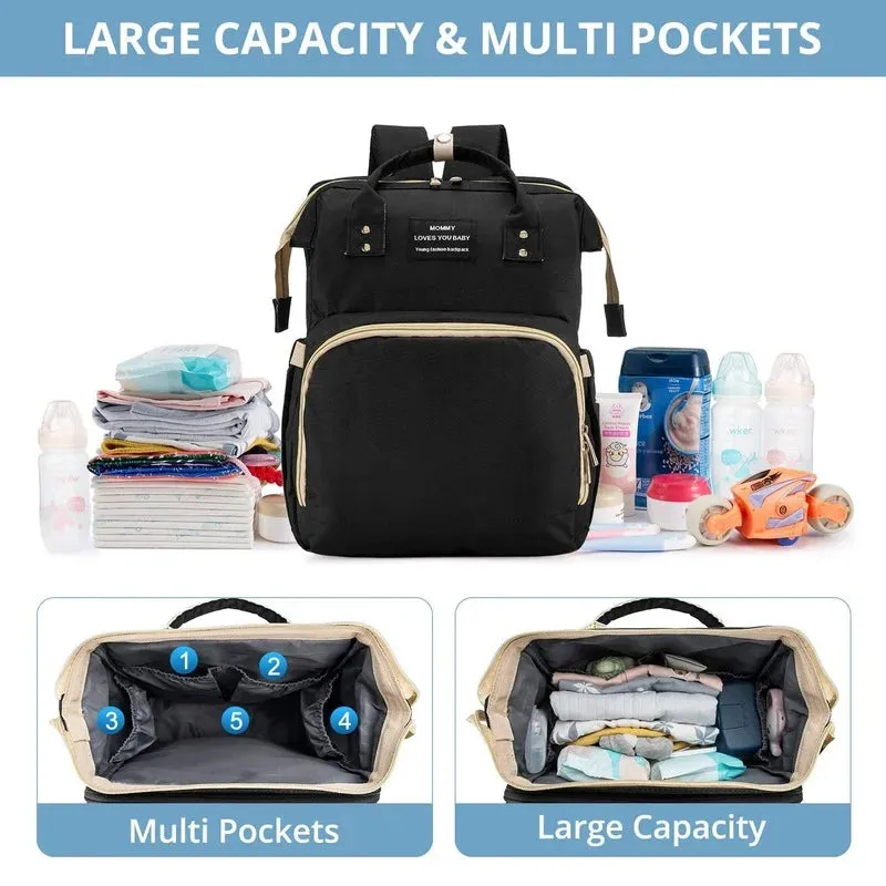 A 3-in-1 foldable baby crib diaper multi-function mummy backpack