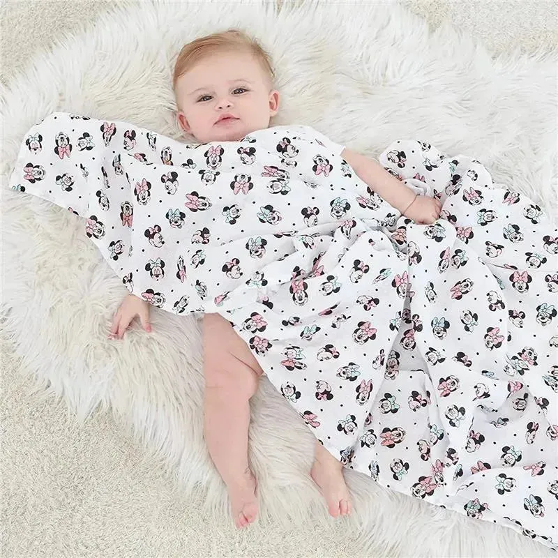 Aden   Anais - Swaddle Blanket, Muslin Blankets, 4 Pk, Minnie Mouse Rainbows