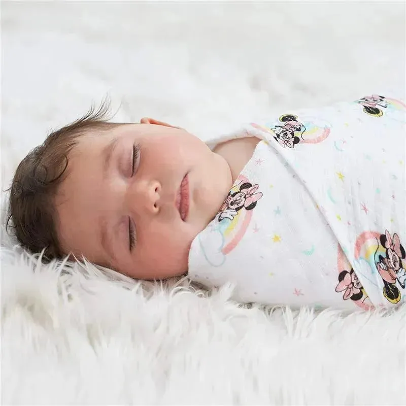 Aden   Anais - Swaddle Blanket, Muslin Blankets, 4 Pk, Minnie Mouse Rainbows