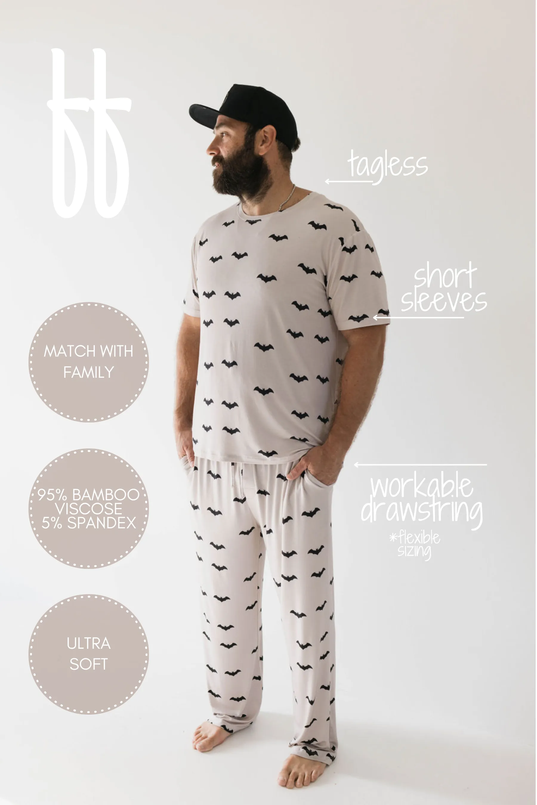 Adult Bamboo Short Sleeve Pajamas | It's Bats!