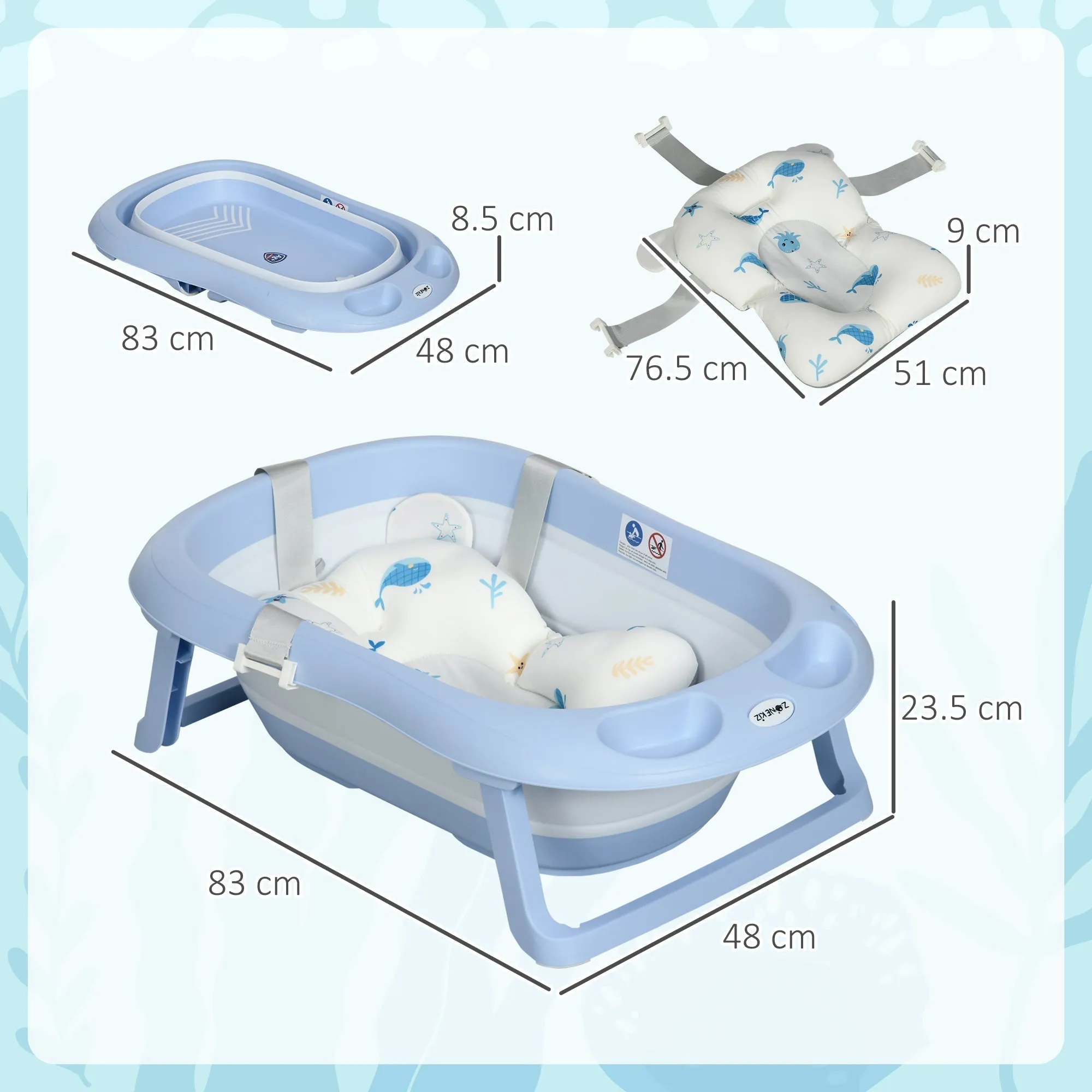 Baby Bathtub With Non-slip Support Legs Blue by Zonekiz