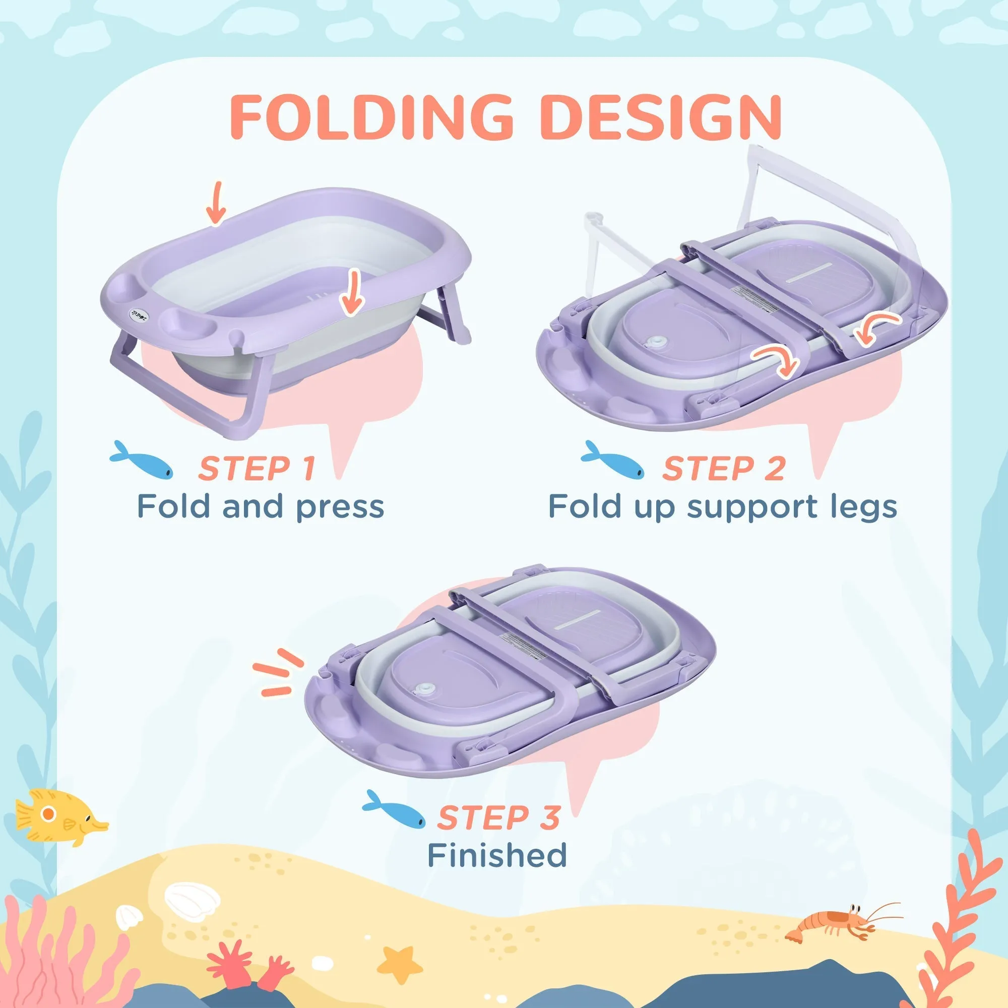 Baby Bathtub With Non-slip Support Legs Purple by Zonekiz