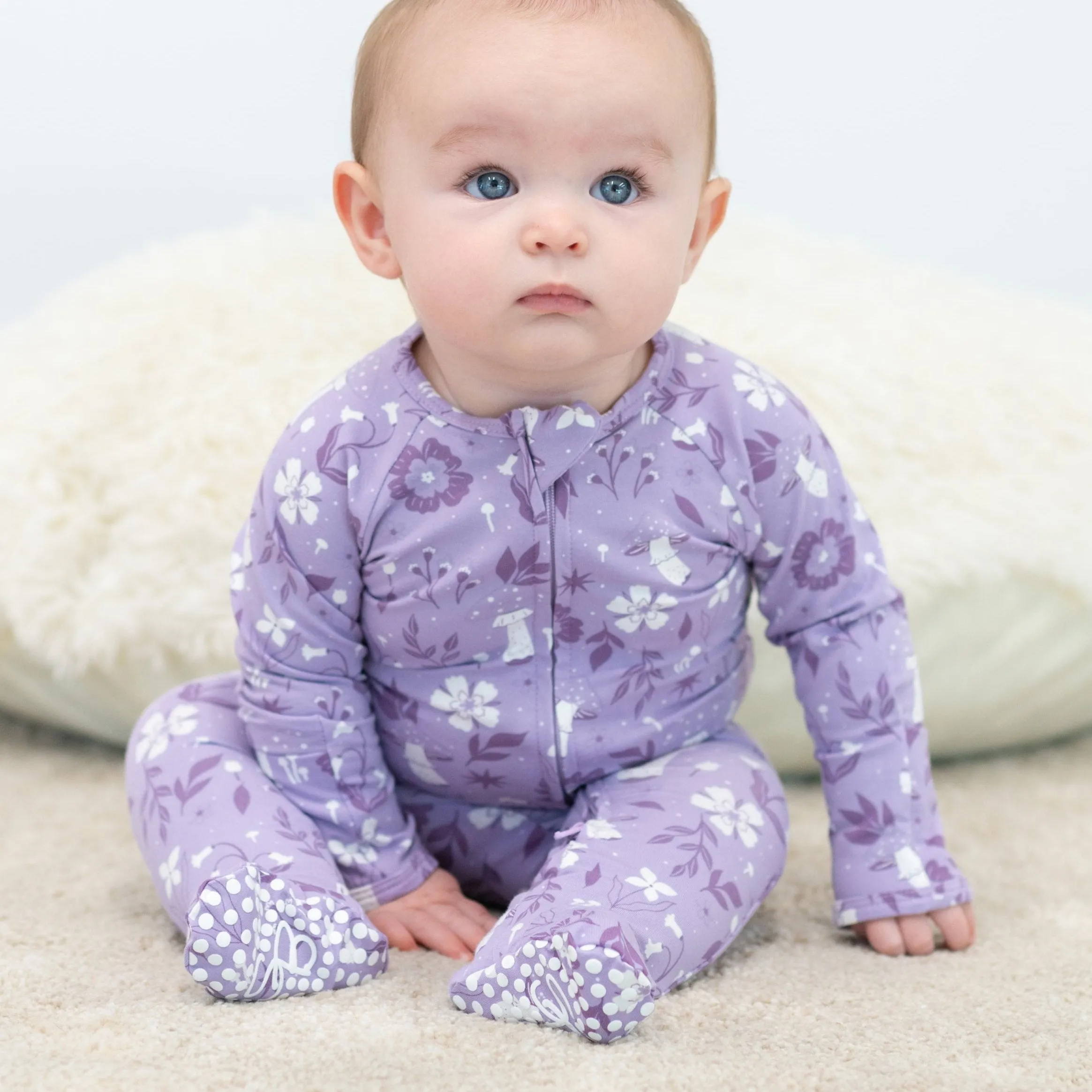 Baby Girl Meadow Zipper Pajama Footie
