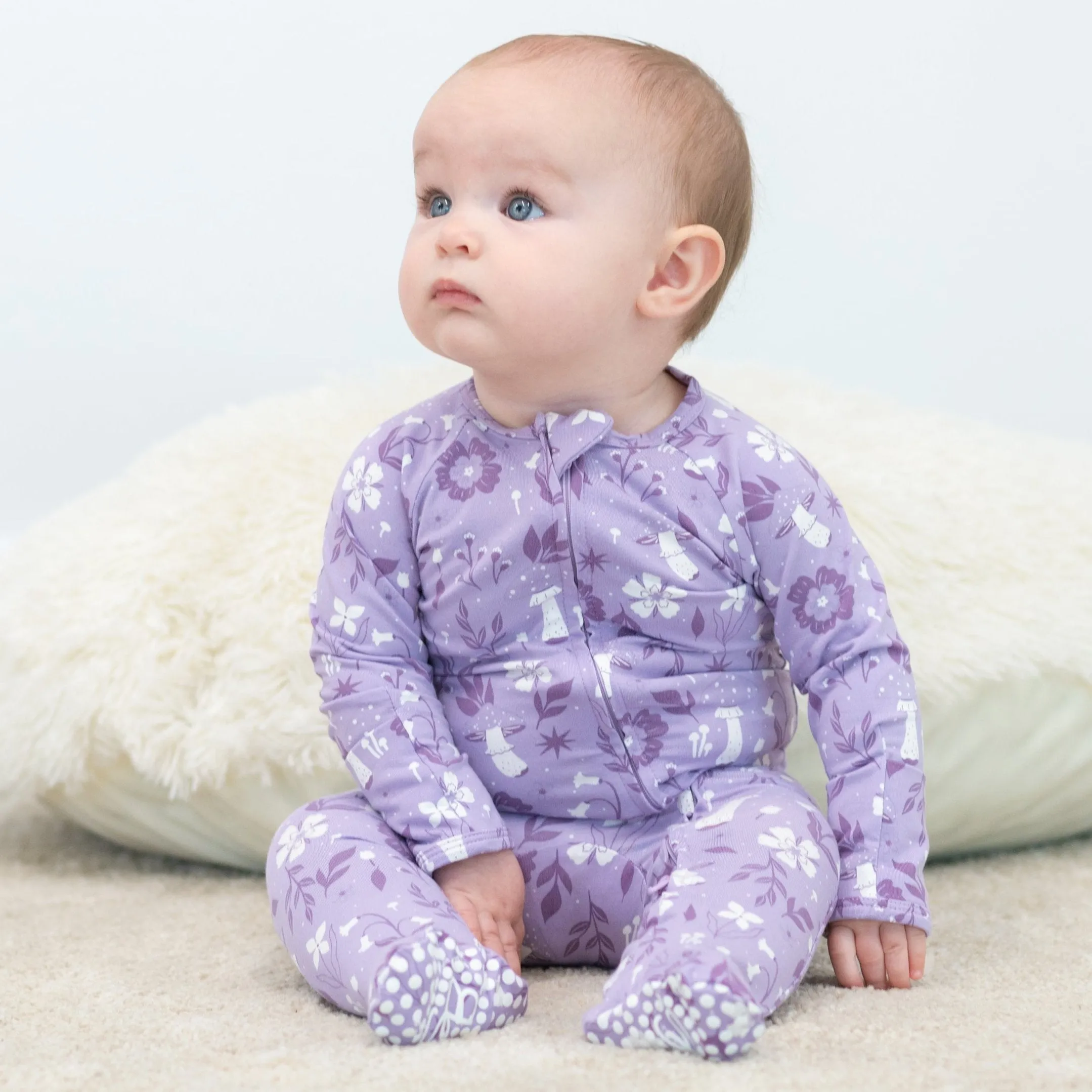 Baby Girl Meadow Zipper Pajama Footie