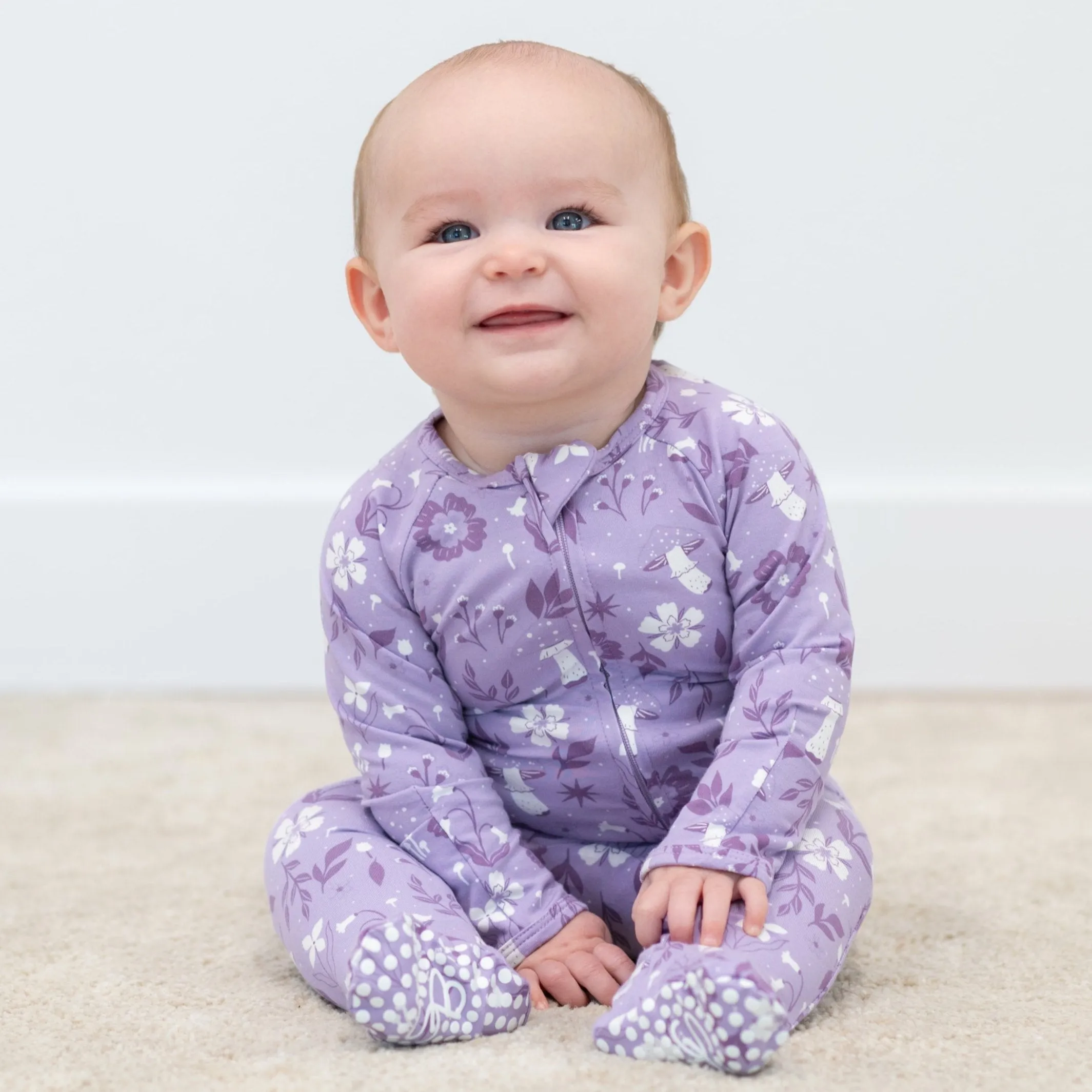 Baby Girl Meadow Zipper Pajama Footie