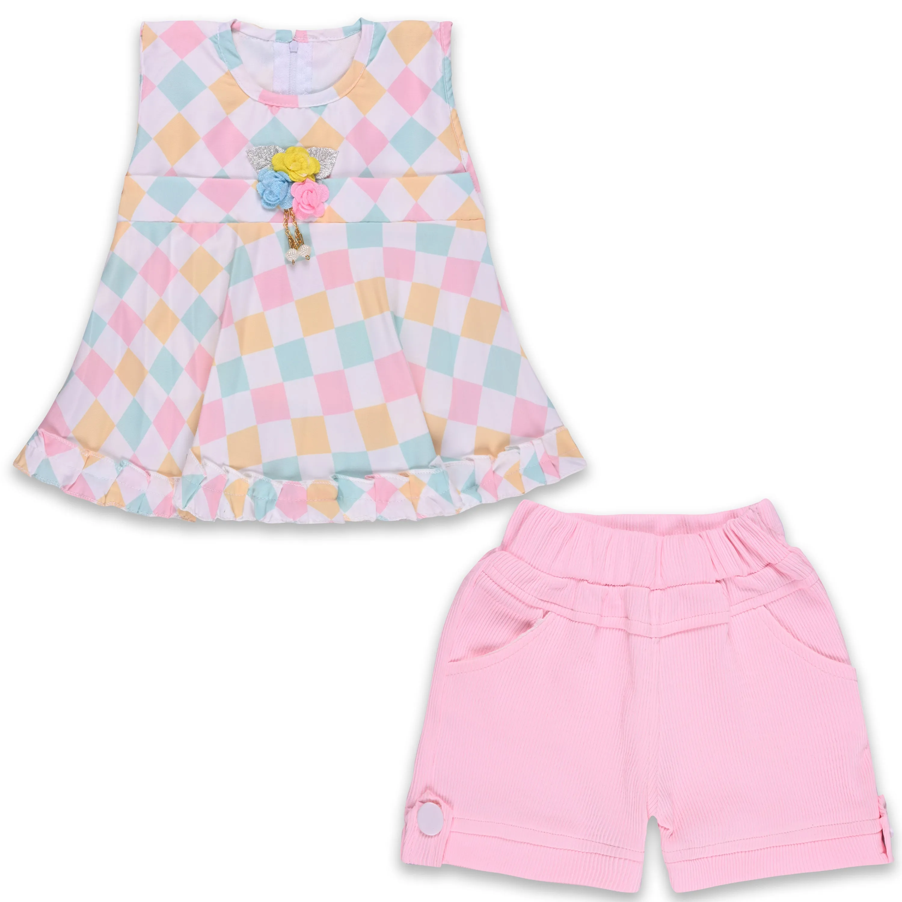 Baby Girls Polka Print Top and Shorts Clothing Set