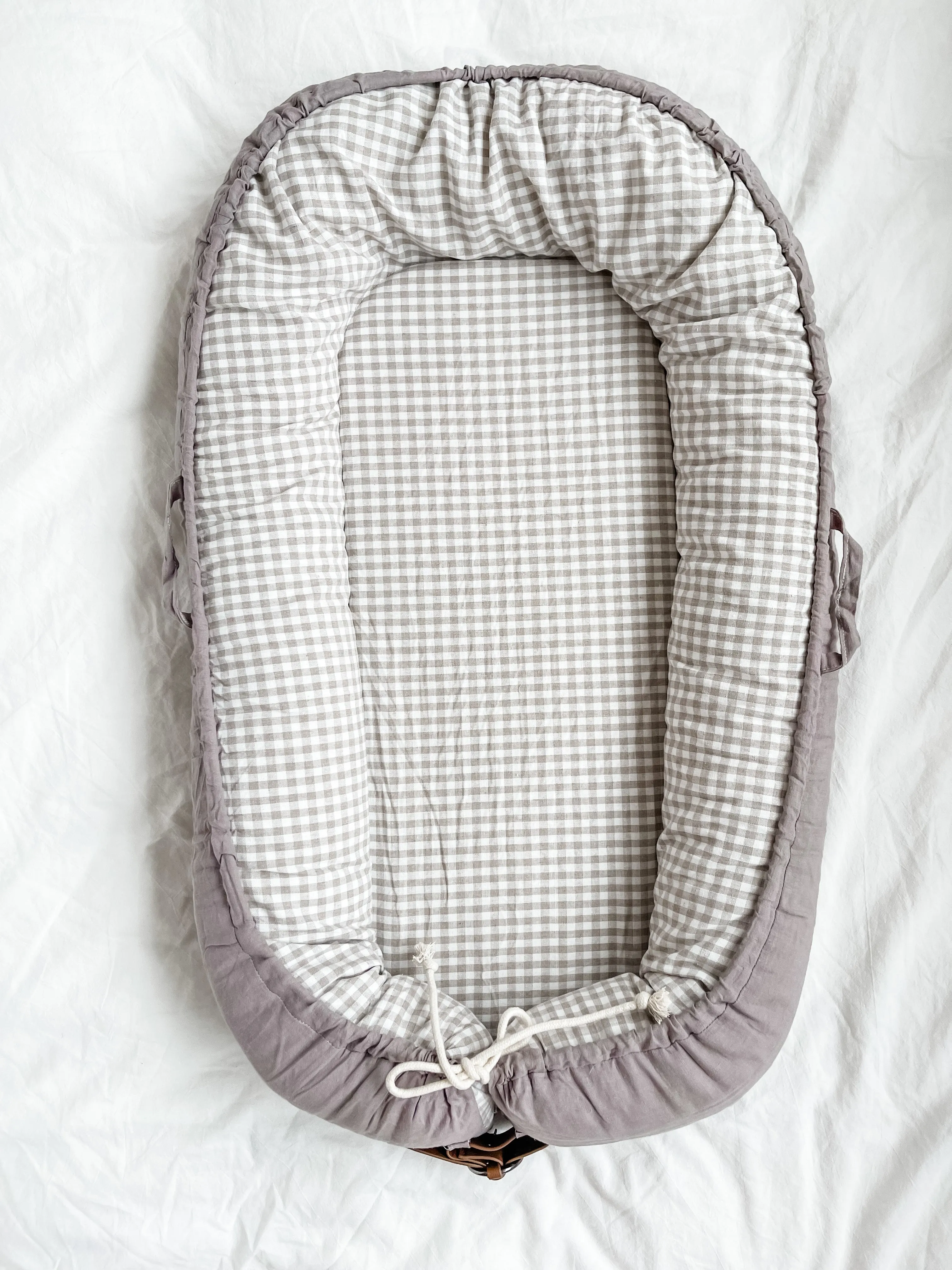 Baby Nest - Stone Linen & Gingham