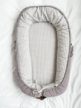 Baby Nest - Stone Linen & Gingham