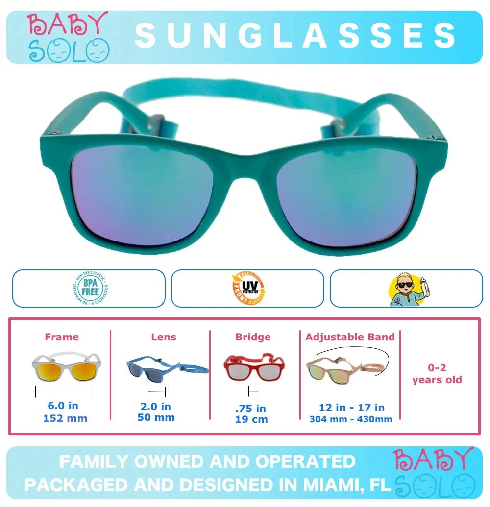 Baby Solo Babyfarer Baby Infant Sunglasses Safe, Soft, and Adjustable 0-24 Months Matte Hot Pink Frame W/ Solid Black Lens