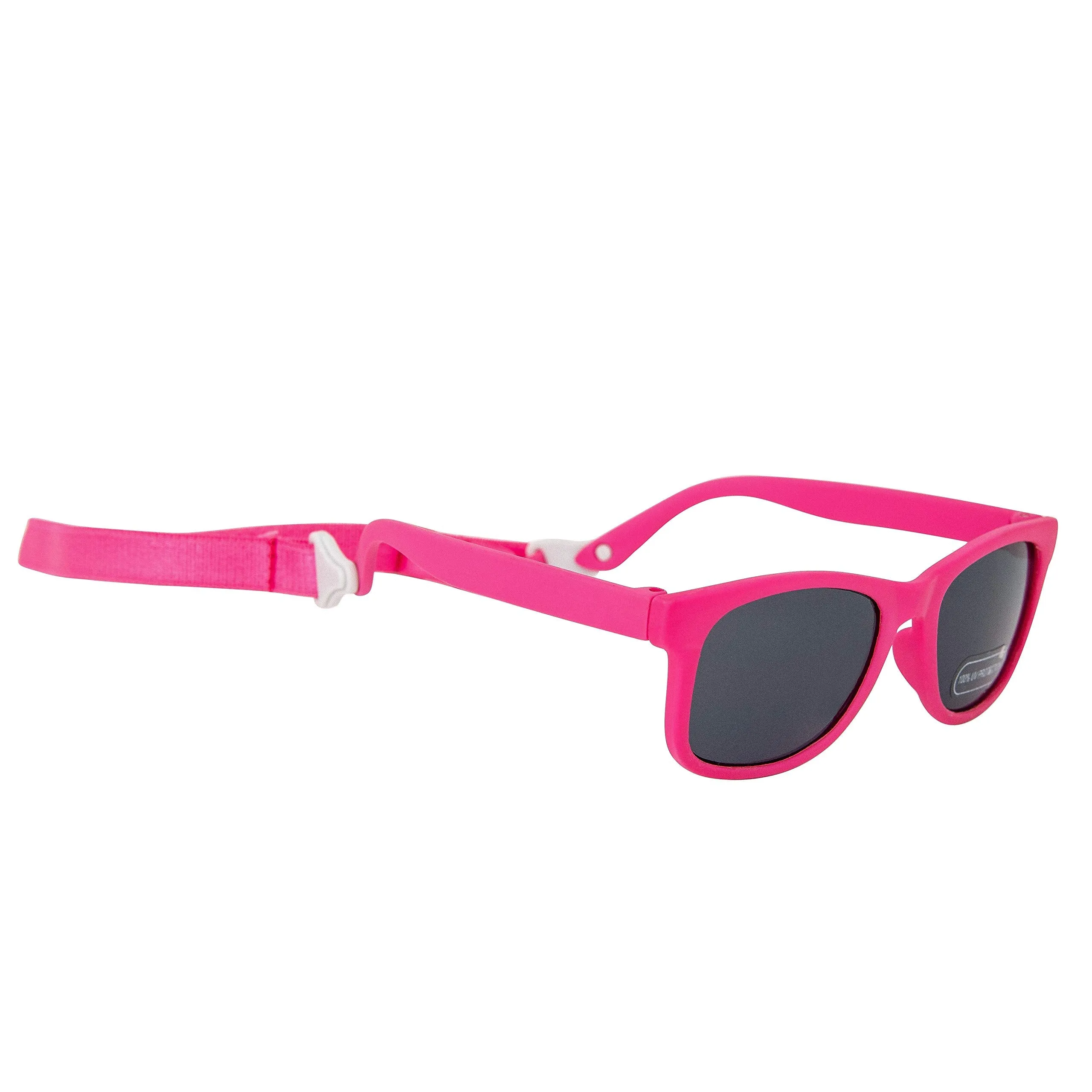 Baby Solo Babyfarer Baby Infant Sunglasses Safe, Soft, and Adjustable 0-24 Months Matte Hot Pink Frame W/ Solid Black Lens