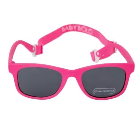 Baby Solo Babyfarer Baby Infant Sunglasses Safe, Soft, and Adjustable 0-24 Months Matte Hot Pink Frame W/ Solid Black Lens