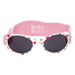 Baby Solo Original Baby Sunglasses Safe, Soft, & Adorable Durable Case Included (0-36 Months, Cutie Pink Heart Frame w/Solid Black Lens) 0-36 Month Cutie Pink Heart Frame w/ Solid Black Lens