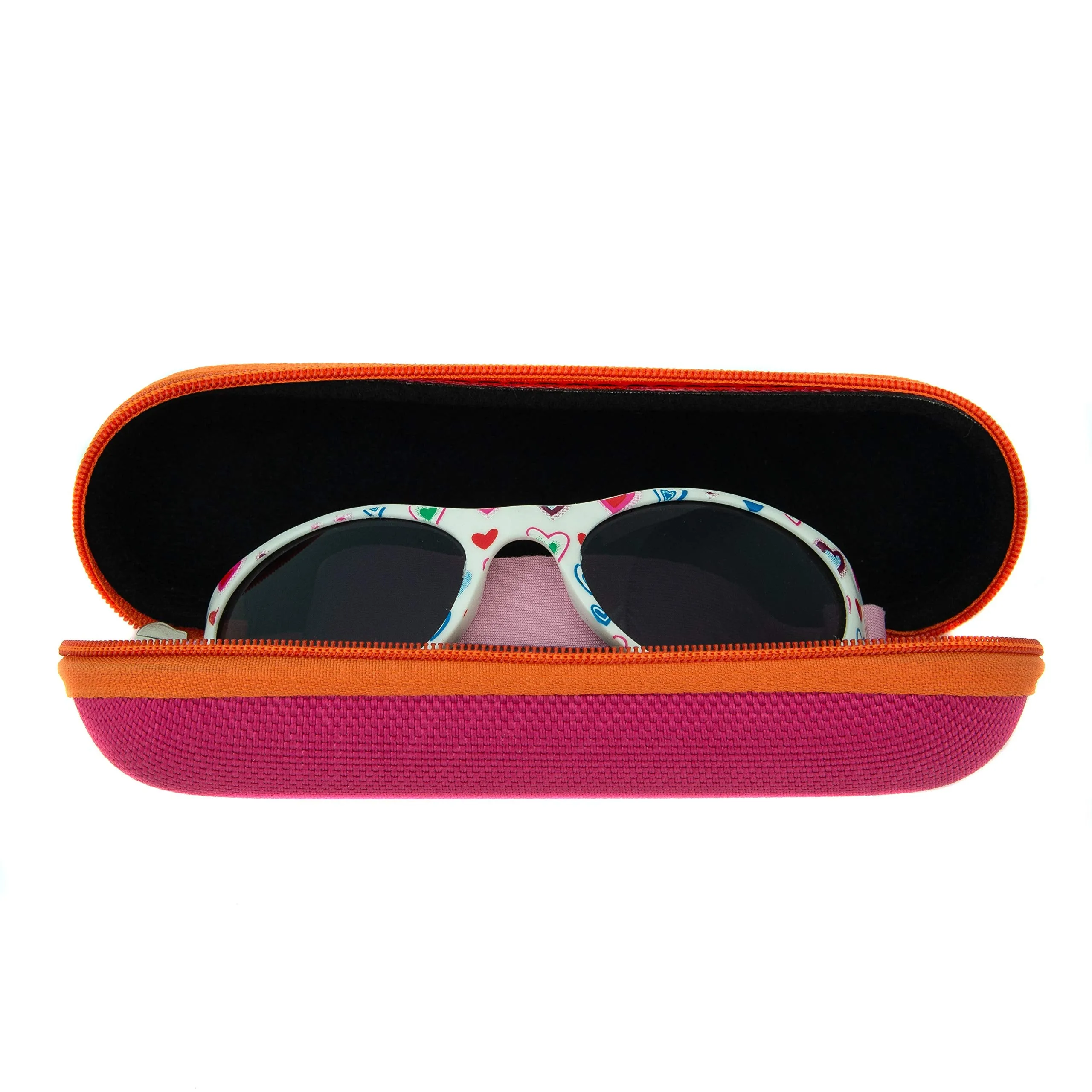 Baby Solo Original Baby Sunglasses Safe, Soft, & Adorable Durable Case Included (0-36 Months, Cutie Pink Heart Frame w/Solid Black Lens) 0-36 Month Cutie Pink Heart Frame w/ Solid Black Lens