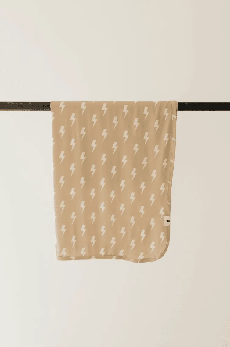 Bamboo Swaddle | Tan & Cream Lightning Bolt