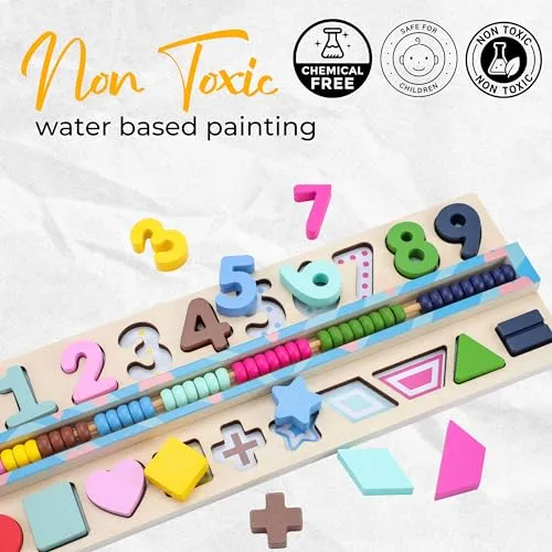 BEKILOLE Wooden Montessori Toys for Kids Toddler Number Puzzles Sorter Counting Shape Stacker Stacking Game Preschool Toys for Boy Girl Learning Education Math Blocks Boy & Girl Gifts and Beyond