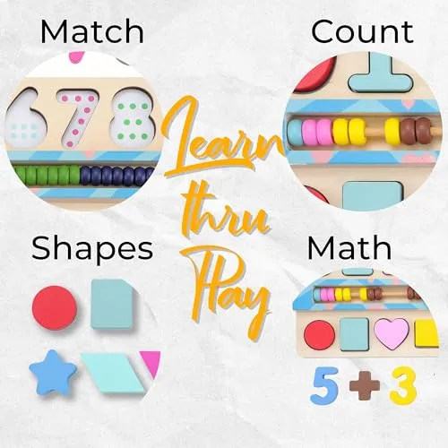 BEKILOLE Wooden Montessori Toys for Kids Toddler Number Puzzles Sorter Counting Shape Stacker Stacking Game Preschool Toys for Boy Girl Learning Education Math Blocks Boy & Girl Gifts and Beyond