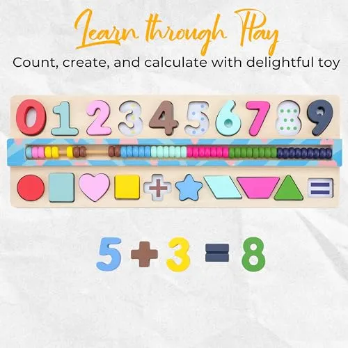 BEKILOLE Wooden Montessori Toys for Kids Toddler Number Puzzles Sorter Counting Shape Stacker Stacking Game Preschool Toys for Boy Girl Learning Education Math Blocks Boy & Girl Gifts and Beyond