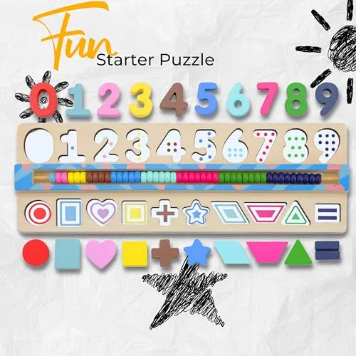 BEKILOLE Wooden Montessori Toys for Kids Toddler Number Puzzles Sorter Counting Shape Stacker Stacking Game Preschool Toys for Boy Girl Learning Education Math Blocks Boy & Girl Gifts and Beyond