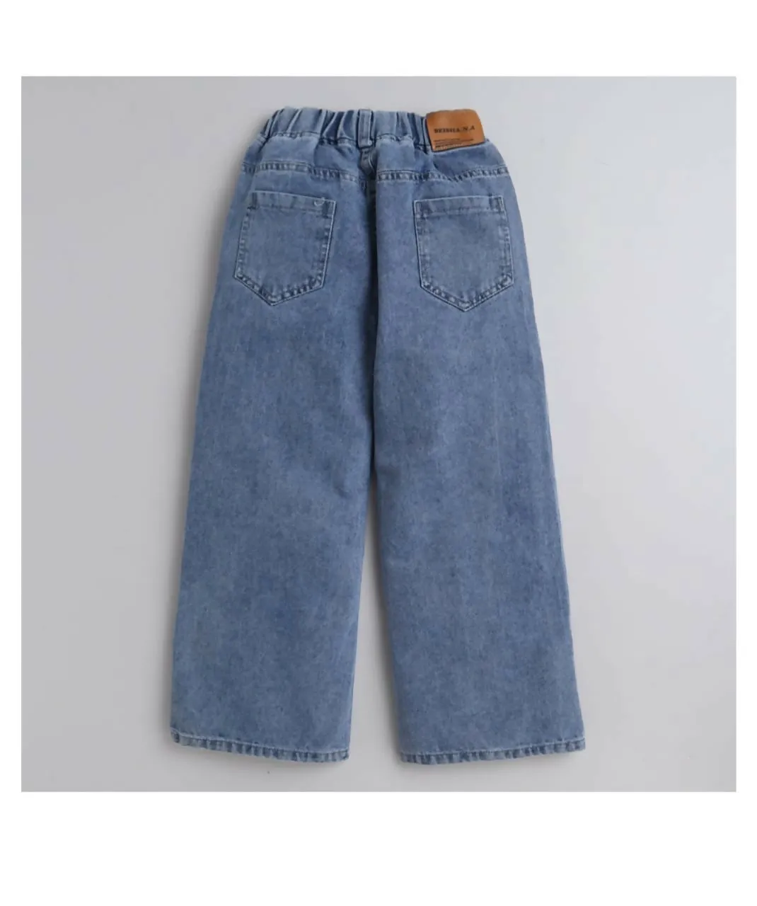 Blue Solid Jeans For Girls