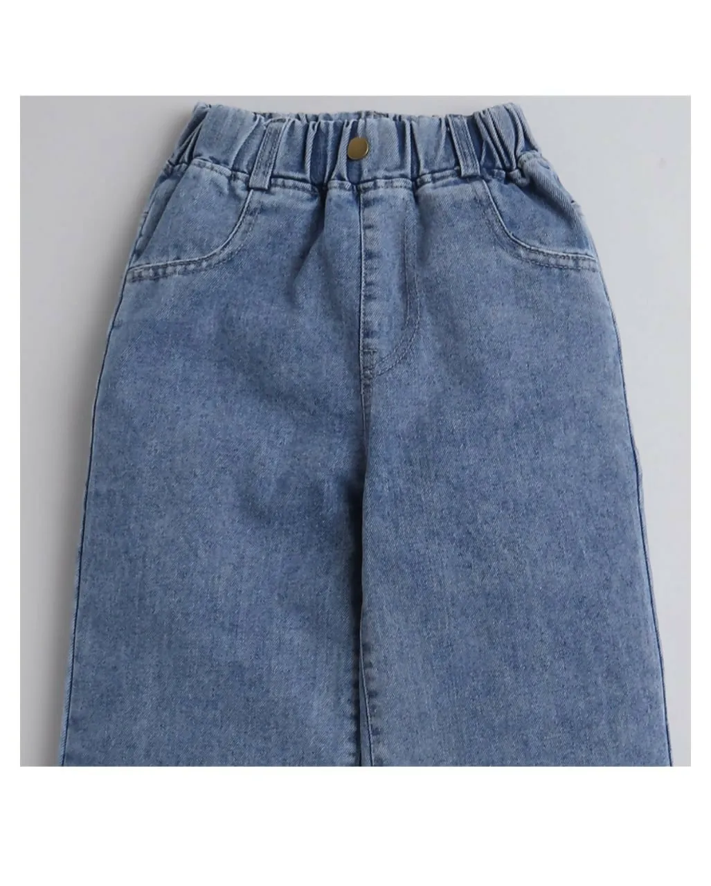Blue Solid Jeans For Girls