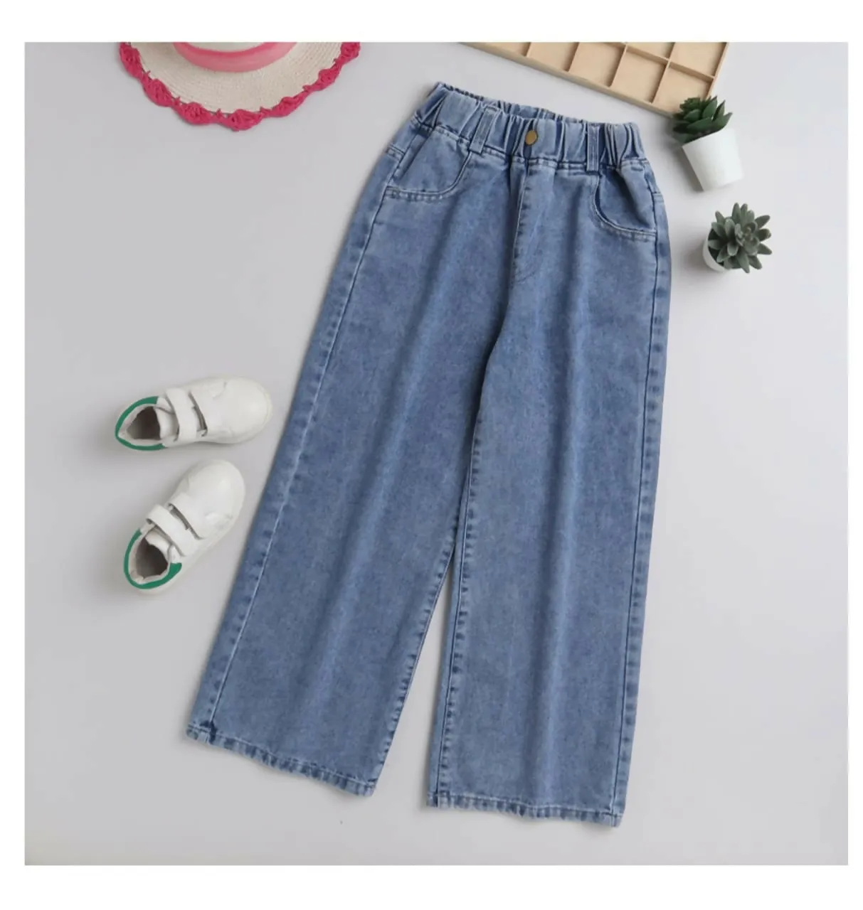 Blue Solid Jeans For Girls