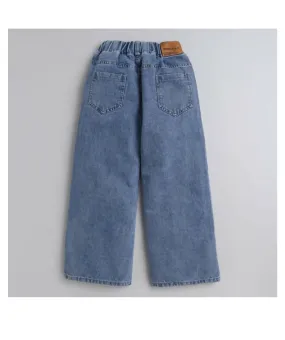 Blue Solid Jeans For Girls