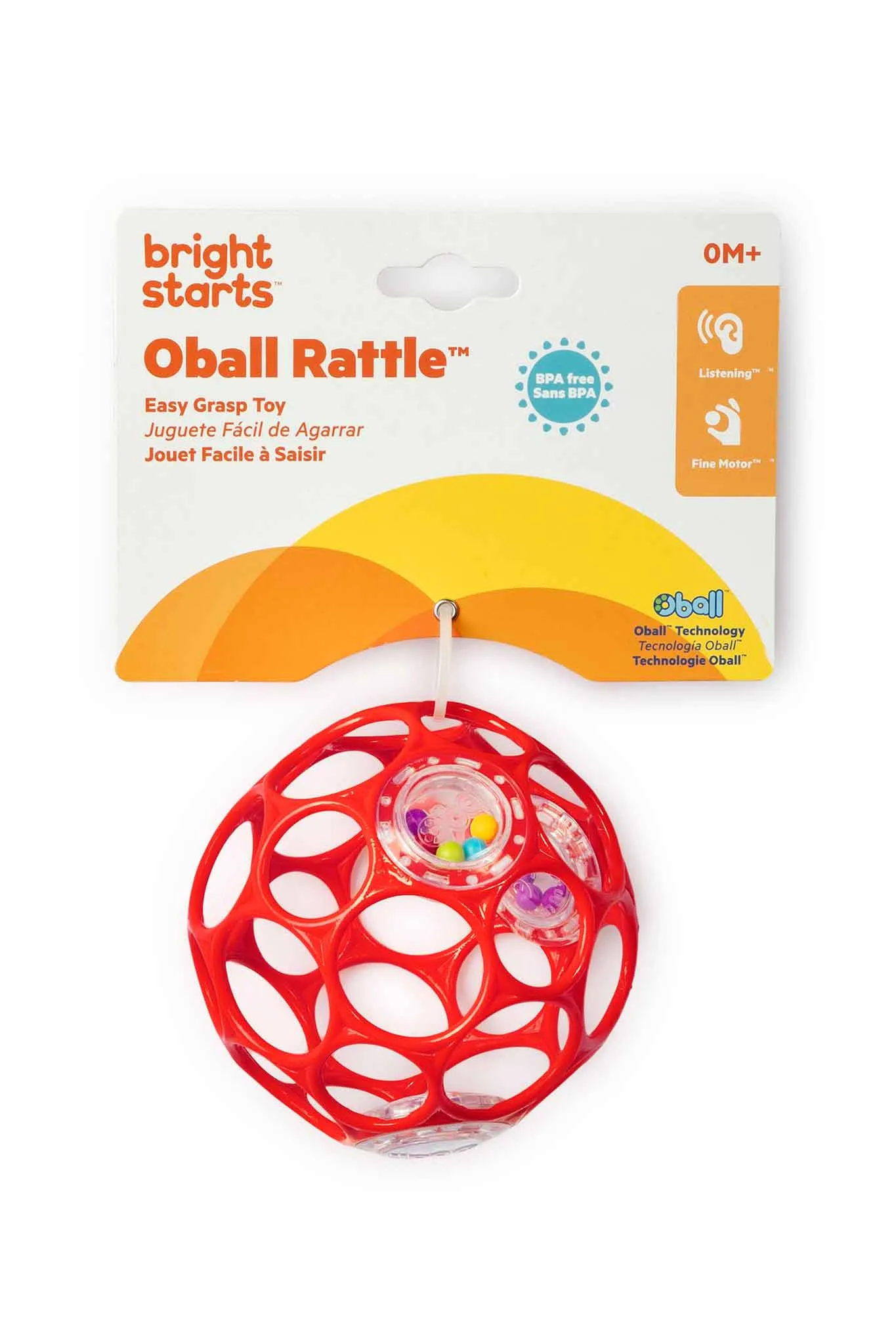 Bright Starts Oball Rattle Easy Grasp Toy Red