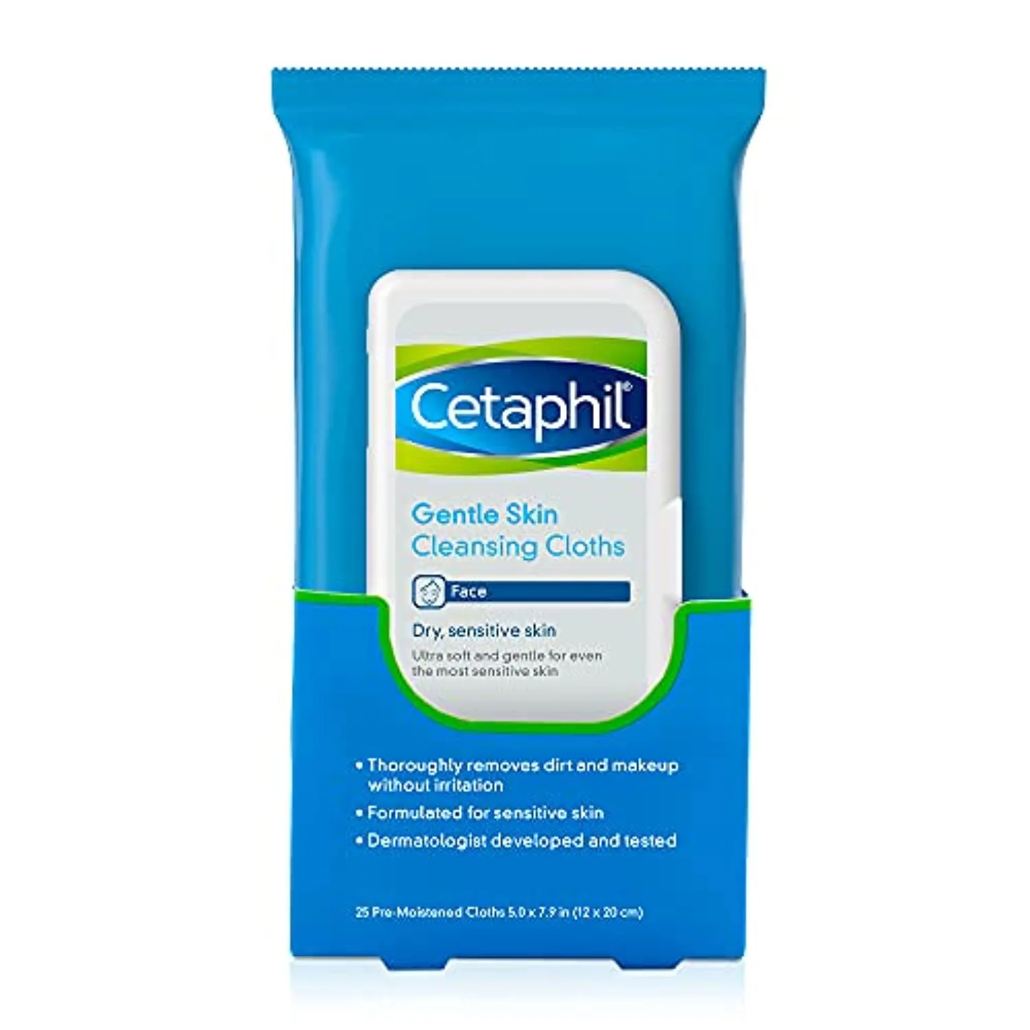 Cetaphil Face and Body Wipes, Gentle Skin Cleansing Cloths, 50 Count, Twin Pack, for Dry, Sensitive Skin, Flip Top Closure, Great for the Gym,Travel, in the Car, Hypoallergenic, Fragrance Free