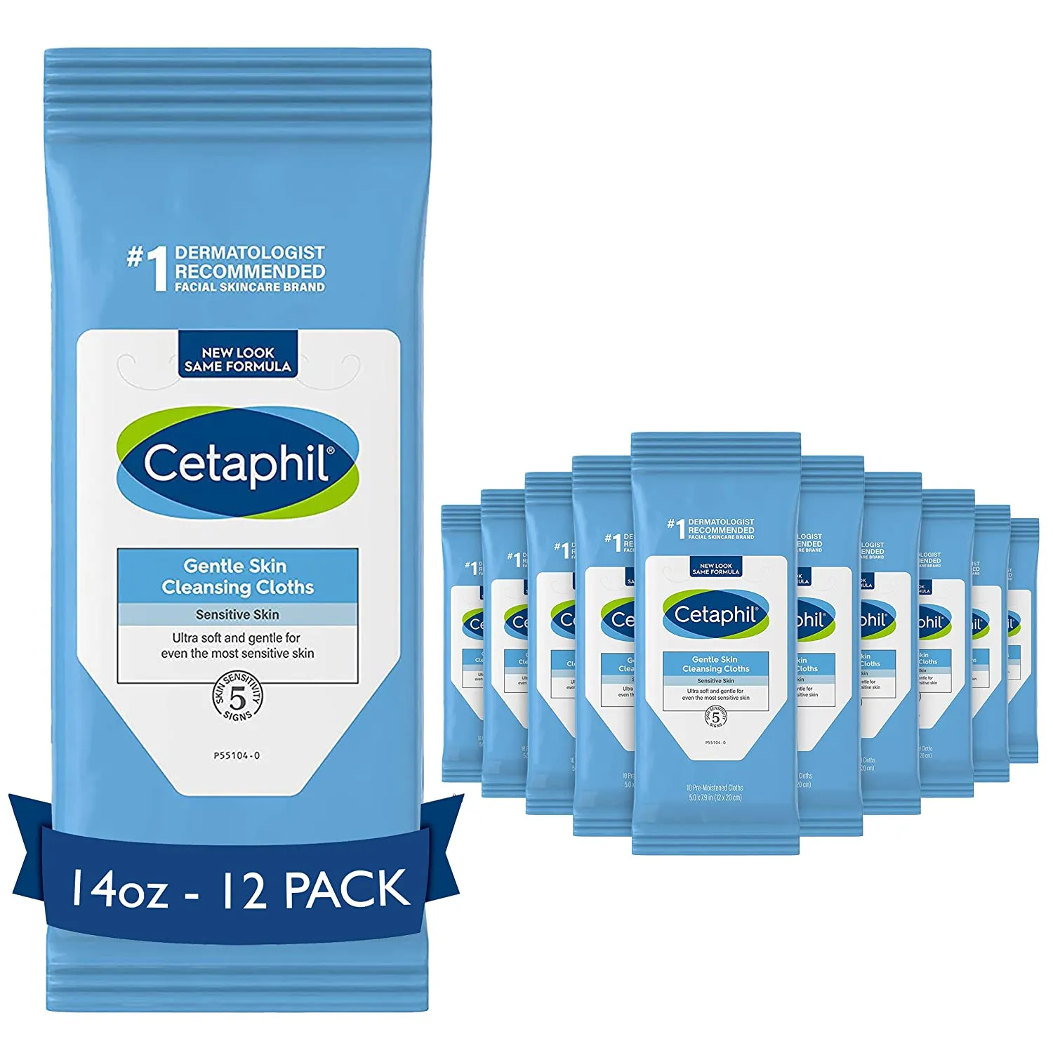 Cetaphil Face and Body Wipes, Gentle Skin Cleansing Cloths, 50 Count, Twin Pack, for Dry, Sensitive Skin, Flip Top Closure, Great for the Gym,Travel, in the Car, Hypoallergenic, Fragrance Free