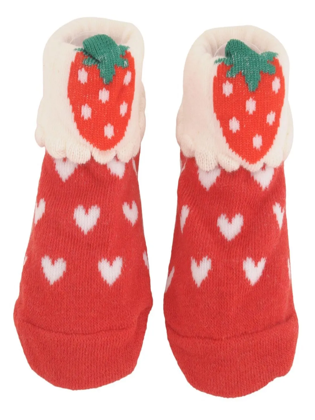 Charming Strawberry Socks with Heart Pattern – Soft & Non-Slip