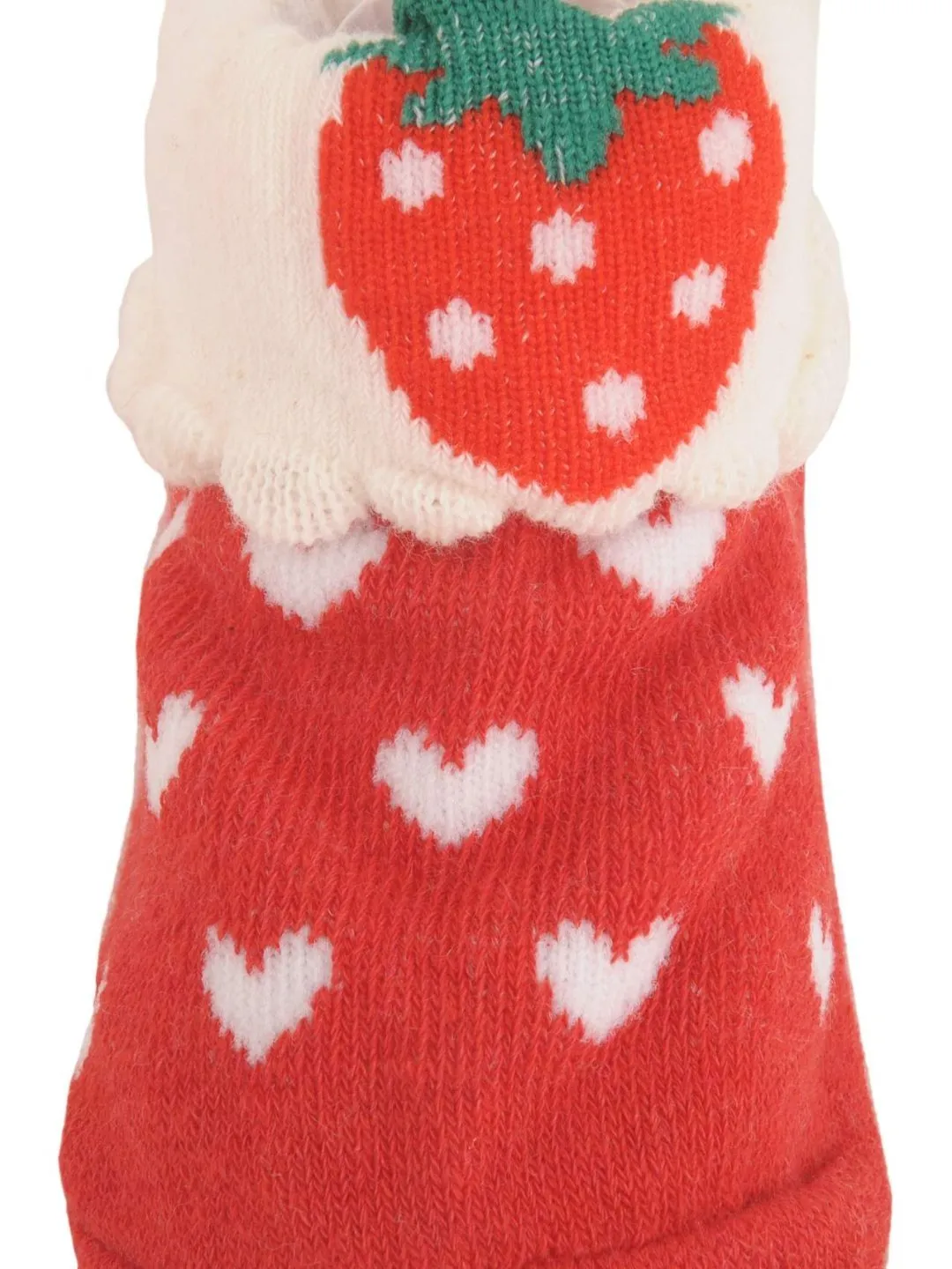 Charming Strawberry Socks with Heart Pattern – Soft & Non-Slip