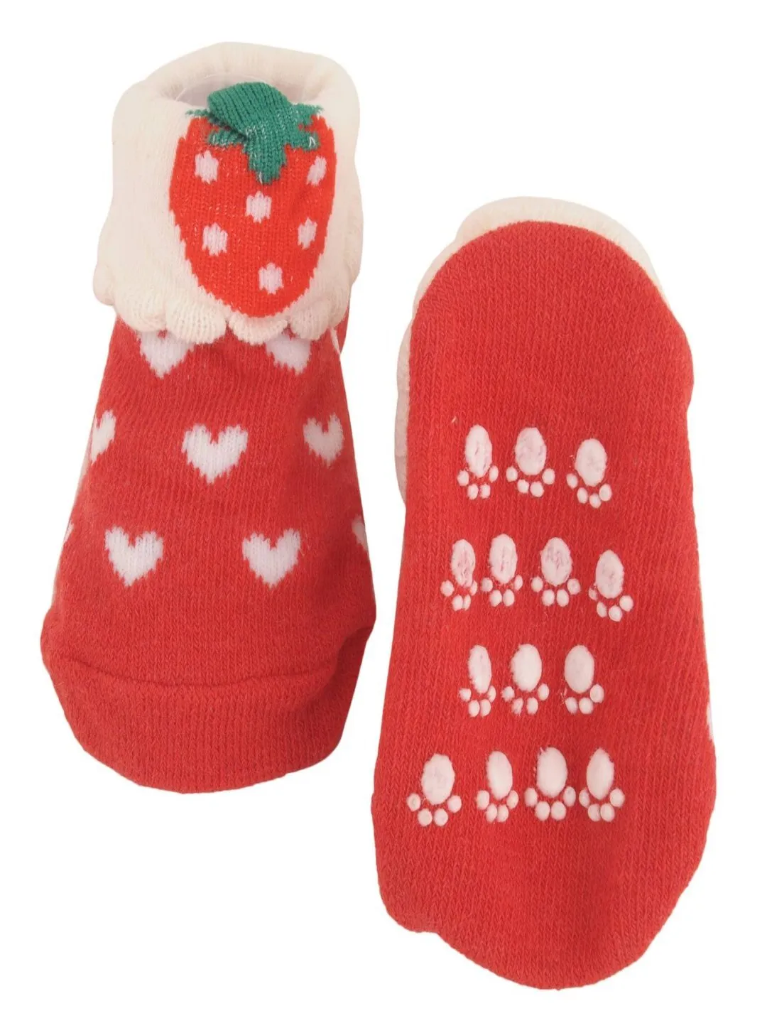 Charming Strawberry Socks with Heart Pattern – Soft & Non-Slip