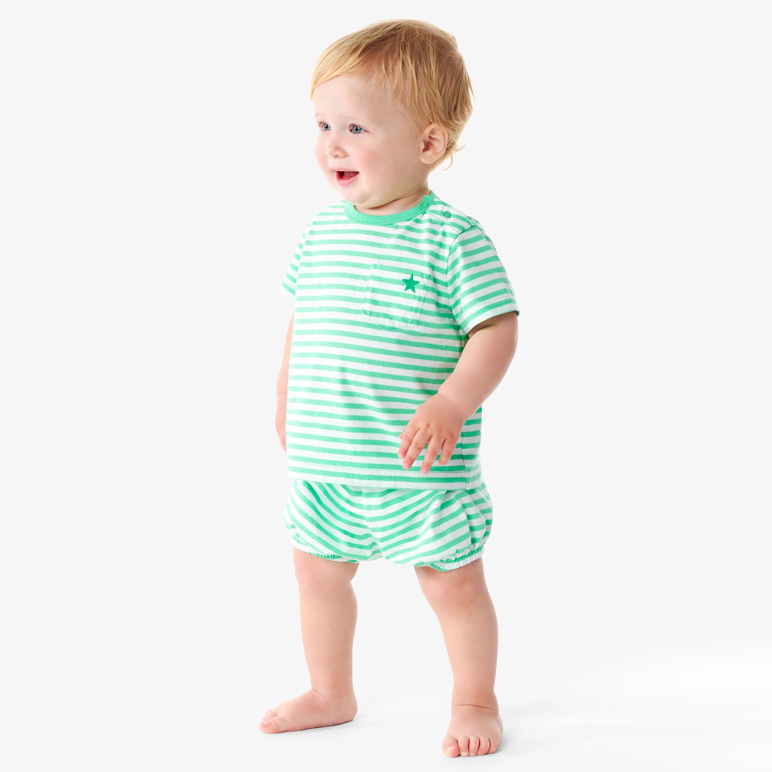 Clearance baby bubble short in mini stripe