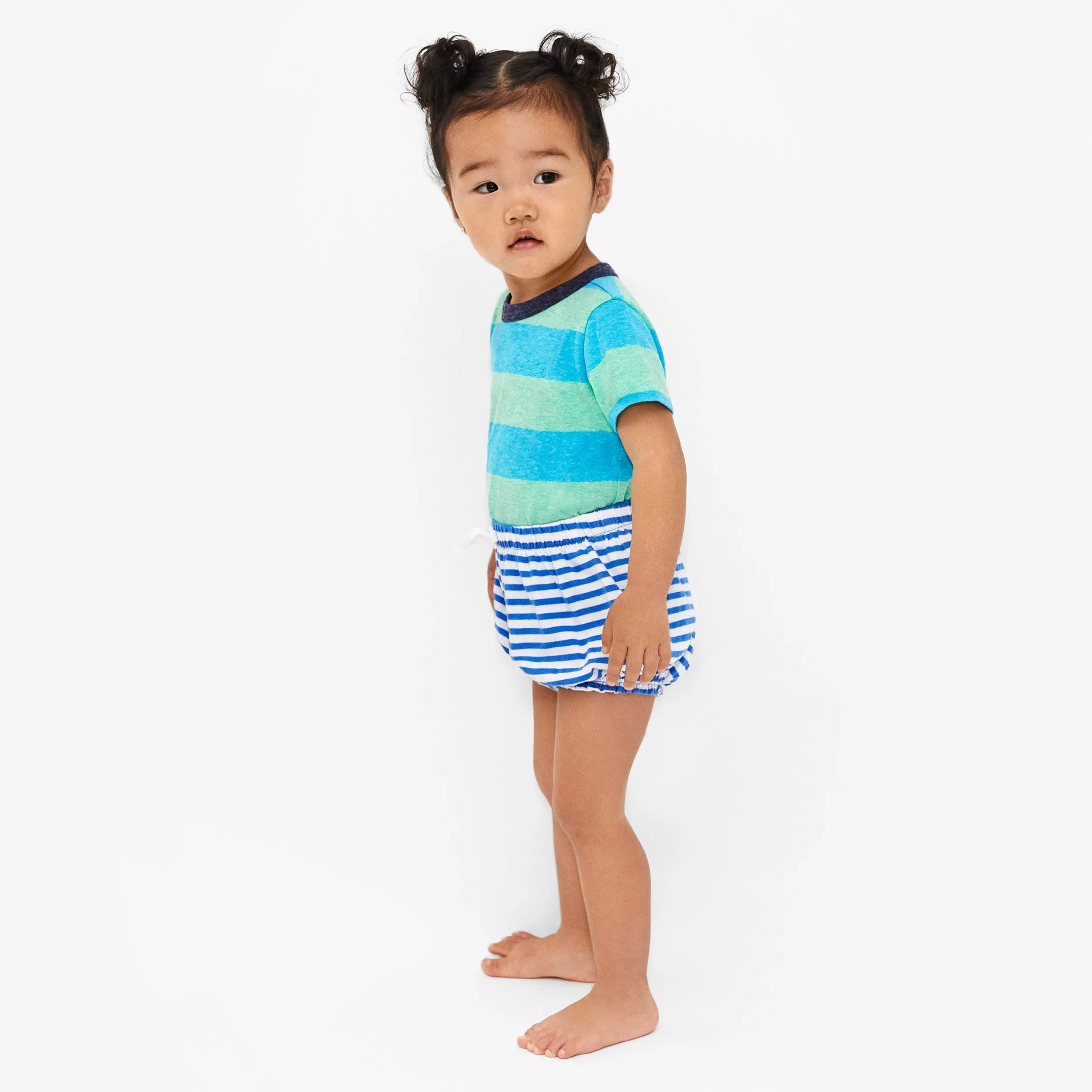 Clearance baby bubble short in mini stripe