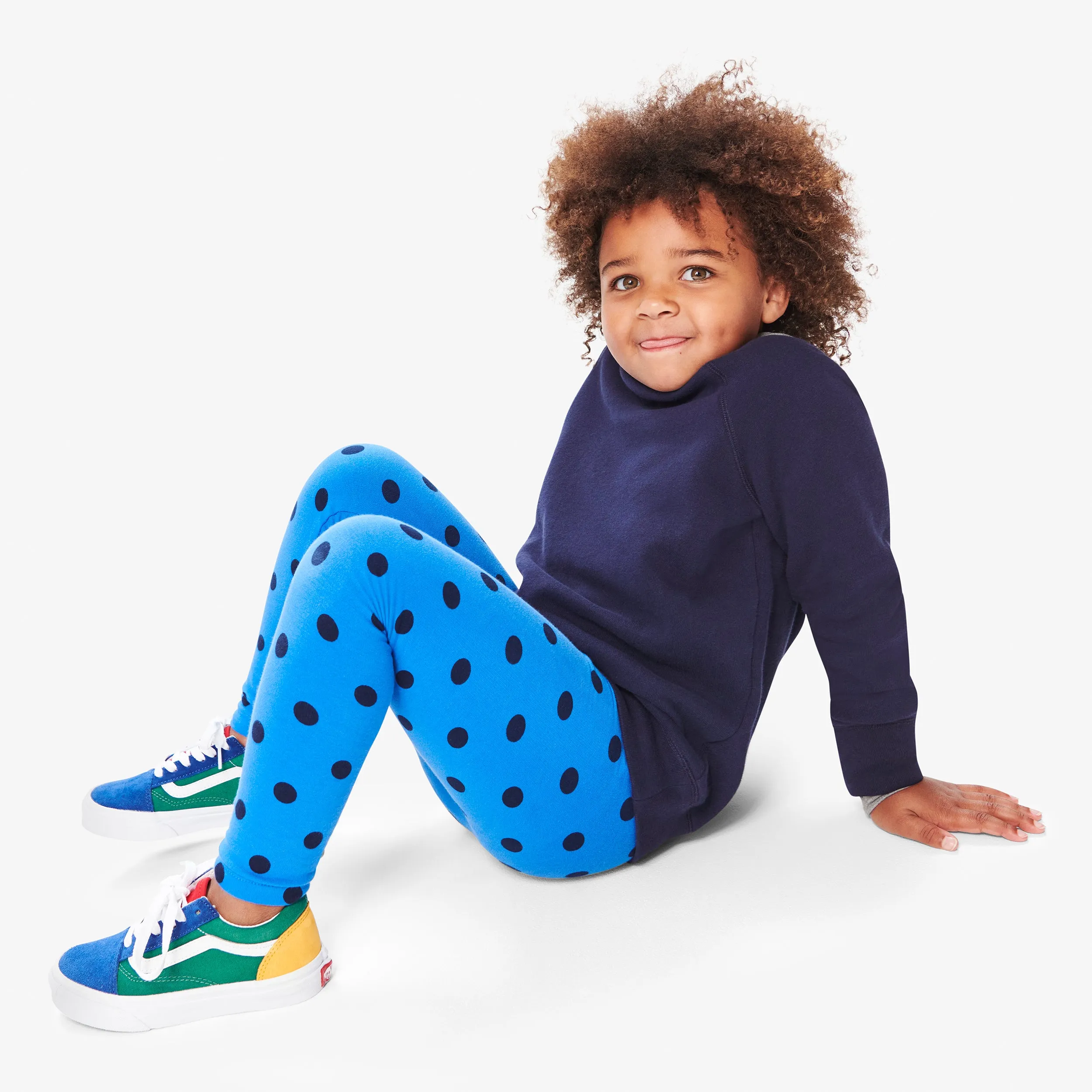Clearance kids french terry cozy legging in dot