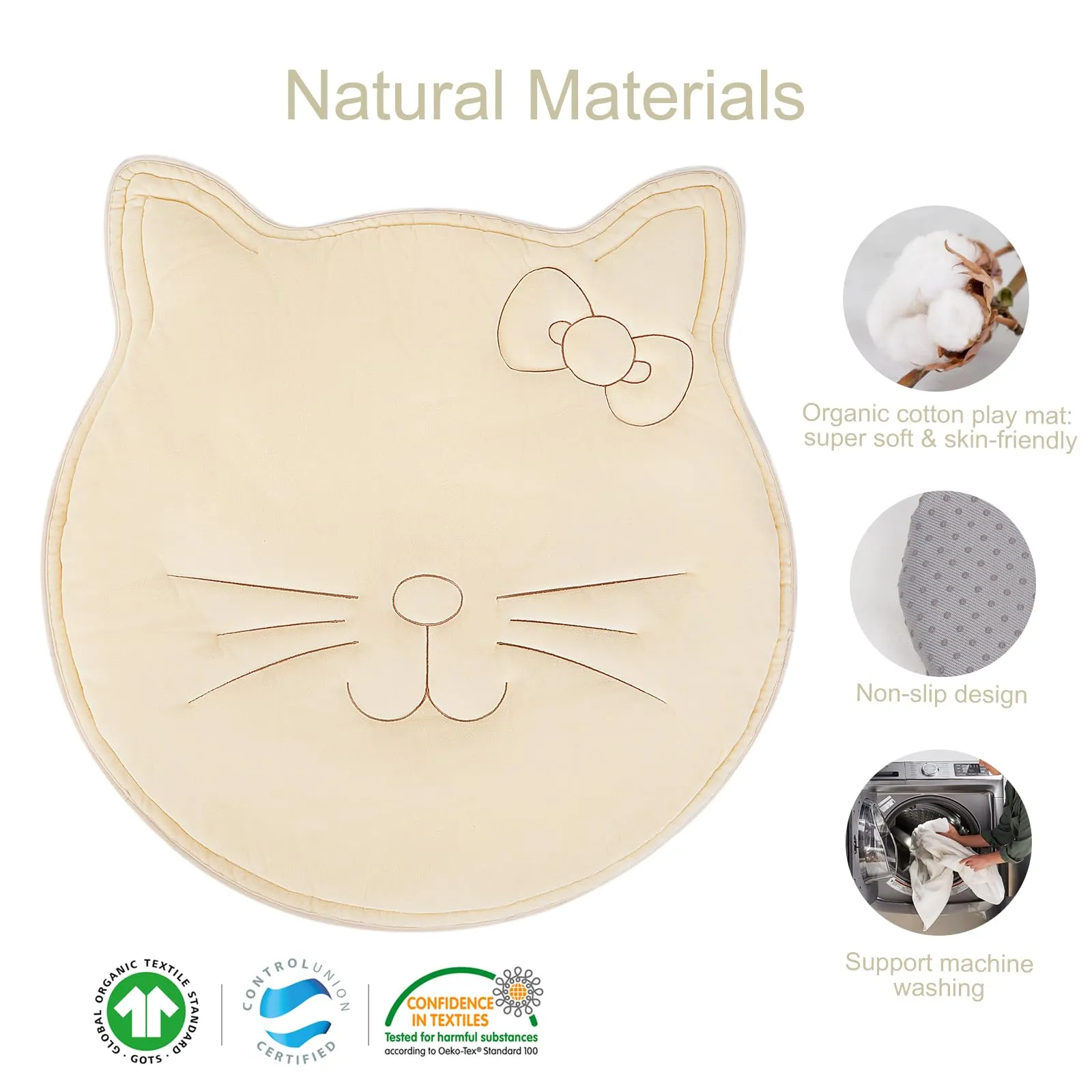 Cottonbee: 4-in-1 Organic Wooden Baby Gym with Cotton Play Mat & Sensory Toys for 0-36 Months