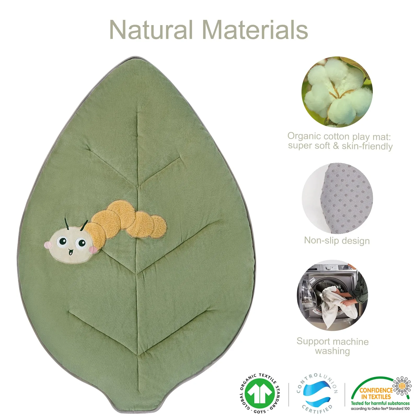 Cottonbee: 4-in-1 Organic Wooden Baby Gym with Cotton Play Mat & Sensory Toys for 0-36 Months