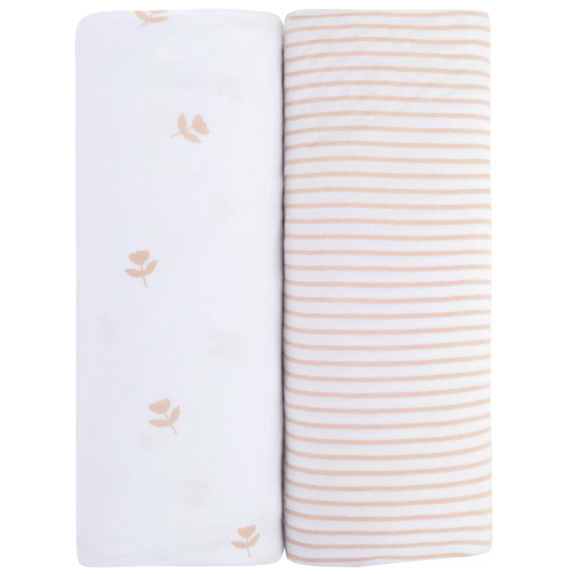 Crib Sheet Set - Mauve Tulip & Stripes