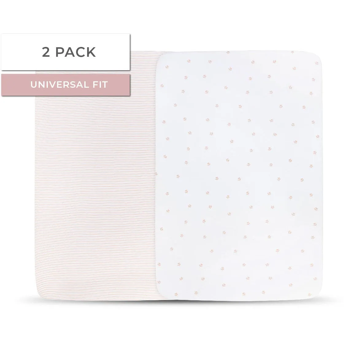 Crib Sheet Set - Mauve Tulip & Stripes