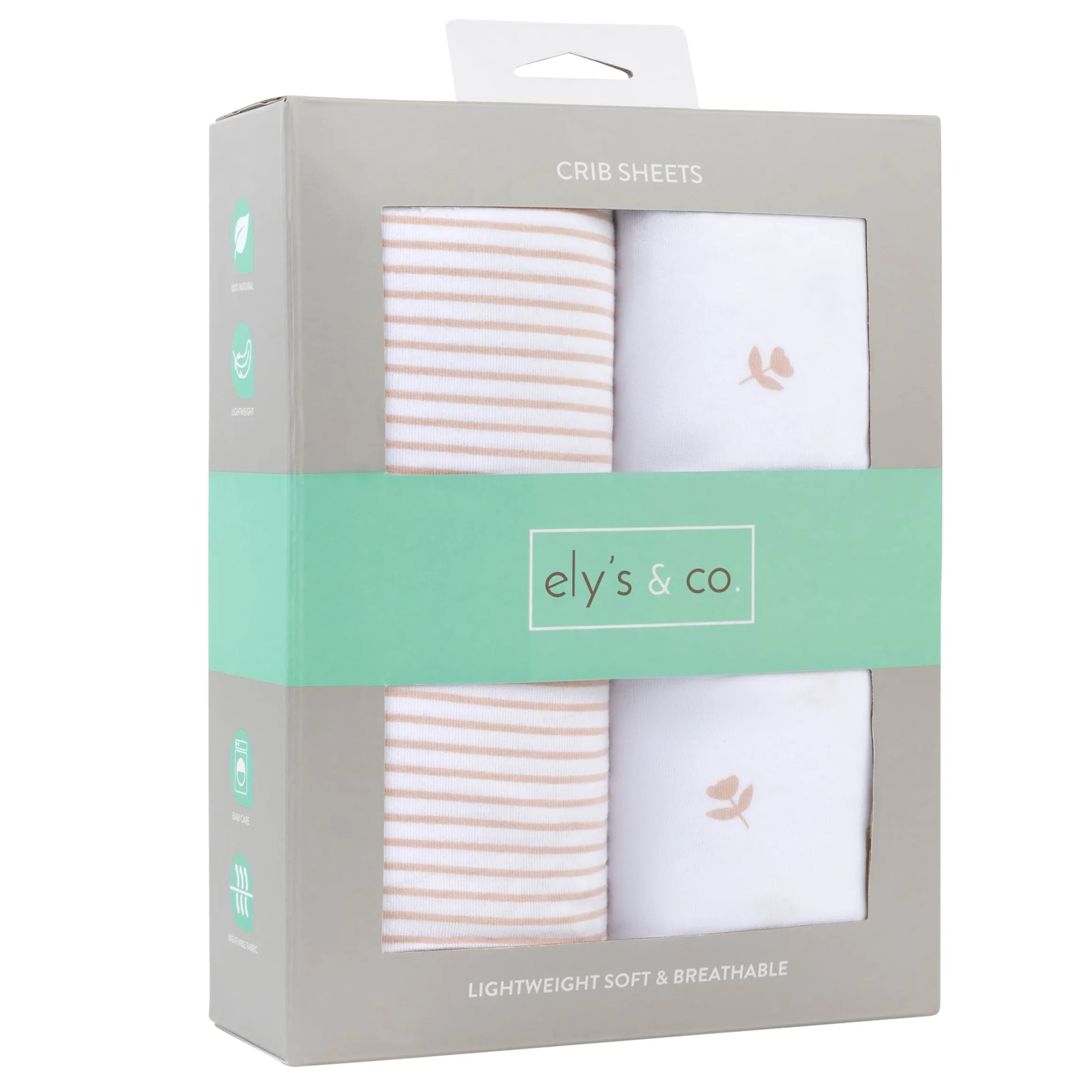 Crib Sheet Set - Mauve Tulip & Stripes
