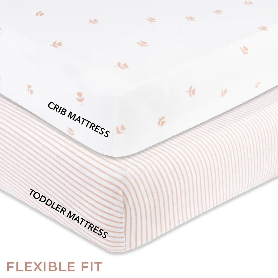 Crib Sheet Set - Mauve Tulip & Stripes