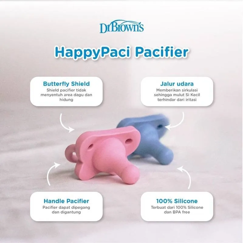 Dr Brown's HappyPaci Silicone Pacifier (2pcs) 0m 