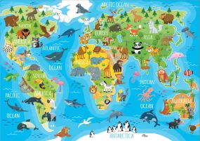 Educa Puzzles - 150 Animals World Map - Suitable for 3 years and above