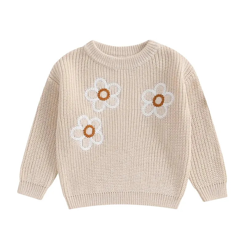 Floral Knit Girl's Sweater