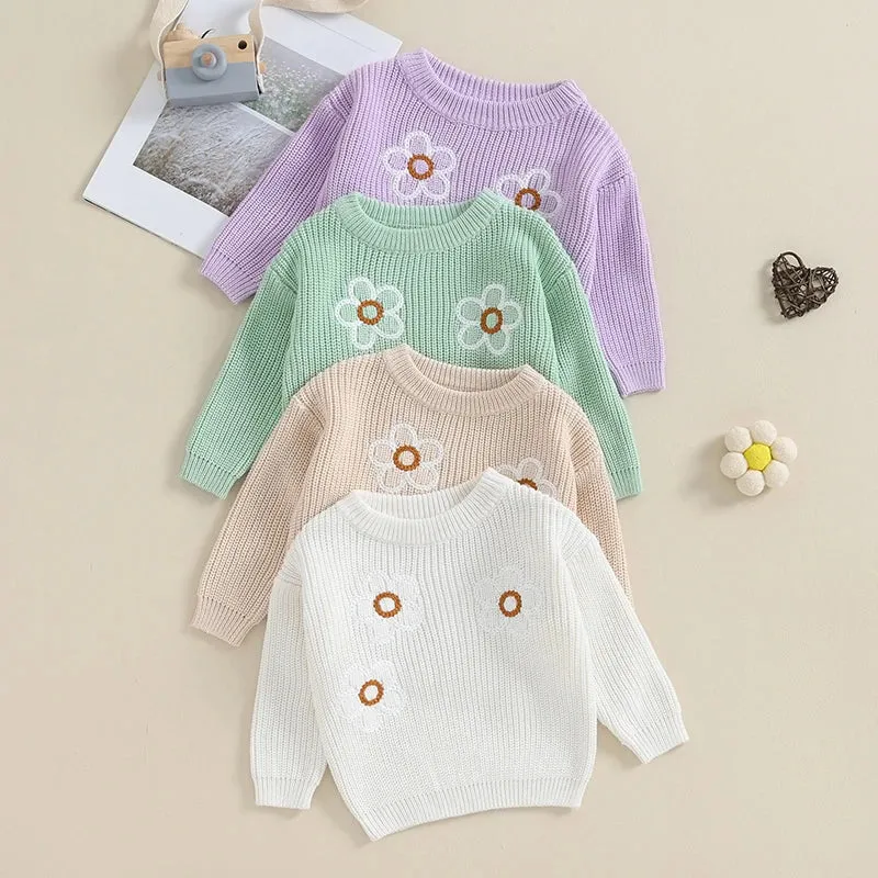 Floral Knit Girl's Sweater