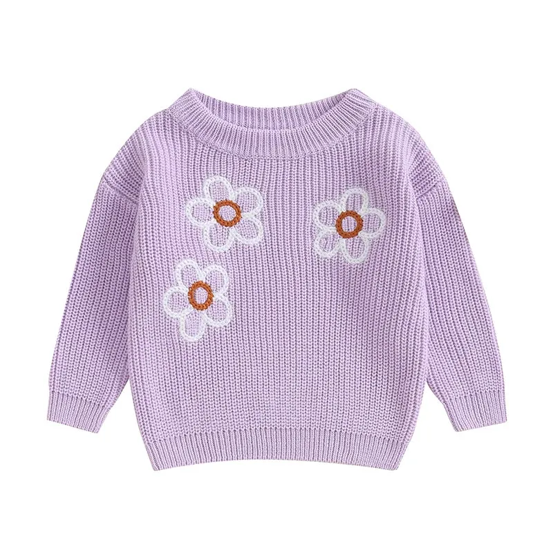 Floral Knit Girl's Sweater