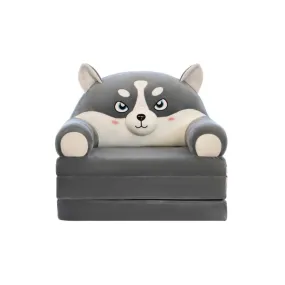 Foldable Plush and Soft Kids Sofa Bed, Removable and Washable Lazy Sleeping Sofa chair for Kids, Husky